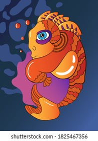 Vector illustration with humanity fish under water
