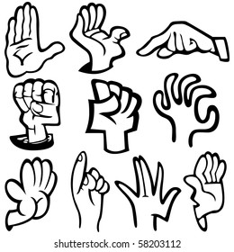 Vector illustration of human's hands in different poses. Please view my portfolio for more vector illustration.