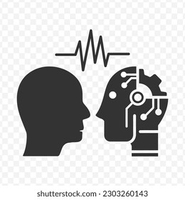 Vector illustration of humans vs robots icon in dark color and transparent background(png).