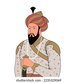 Vector Illustration of Humayun King of Mughal Emperor