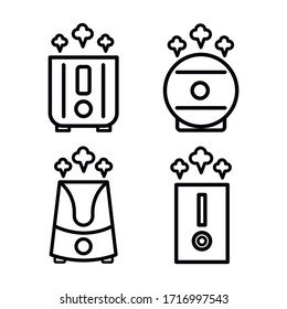Vector illustration of a humidifier. Outline vector air cleaner icon set. Air purifier collection.