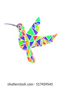 Vector illustration of humming bird with triangle pattern for your design