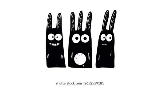 ilustração vetorial de animais humorísticos com orelhas