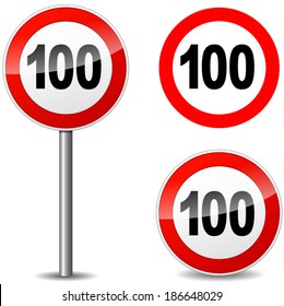 Vector illustration of hundred sign on white background