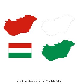 vector illustration of Hungary map and flag