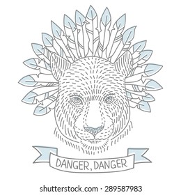 vector illustration of a hungry leopard style doodle art with the inscription drawing to print on a T-shirt