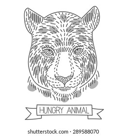 vector illustration of a hungry leopard style doodle art with the inscription drawing to print on a T-shirt