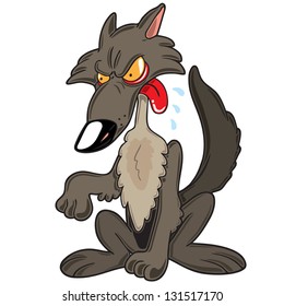 Vector illustration of hungry wolf character