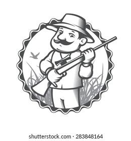 Vector illustration hunter with rifle