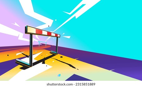 Ilustración vectorial de una carrera de obstáculos diseño de fondo abstracto para banner, afiche, plantilla de volante. 
Concepto de deporte