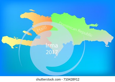 Vector illustration of Hurricane Irma, approaching the island of Haiti