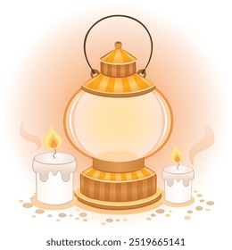 Vector Illustration of Hurricane Lantern and candles