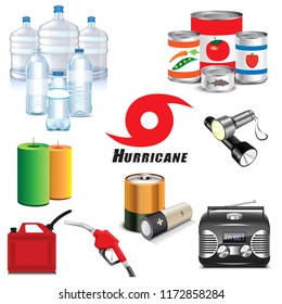 Vector Illustration of Hurricane preparation icons.