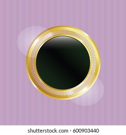 Vector illustration of Hurry! shiny emblem icon in Green
