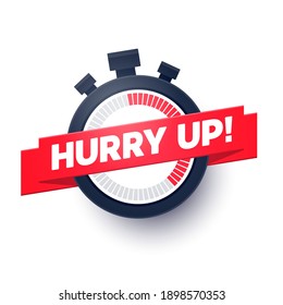 Vector Illustration  Hurry Up Sign With Stop Watch