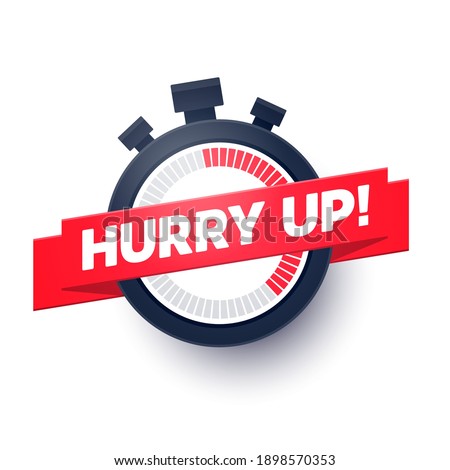 Vector Illustration  Hurry Up Sign With Stop Watch
