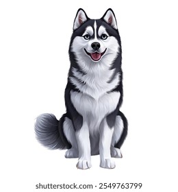 vector illustration of a husky dog ​​sitting