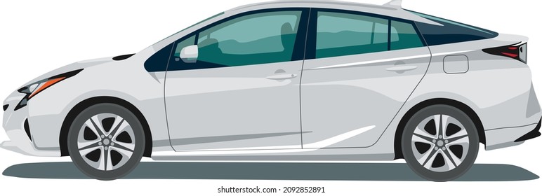 vector illustration of hybrid car isolated on white