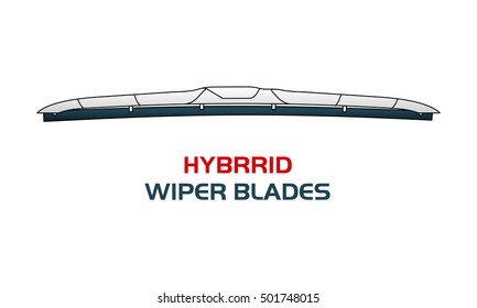 Vector illustration HYBRID WIPER BLADES. Car parts, rain, snow, bad weather, autumn, winter. Web banners, advertisements, brochures, business templates. Isolated on a white background