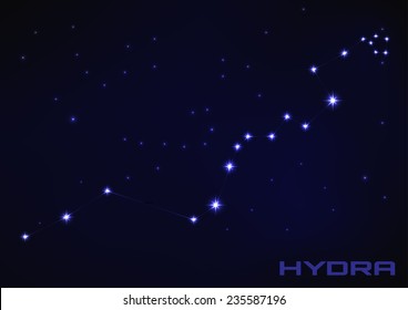 Vector illustration of Hydra constellation in blue 