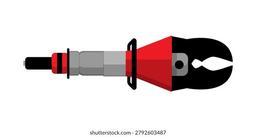 Vector illustration of a hydraulic cutter rescue spreader tool. Flat isolated cartoon object for firefighting, extrication, and forced entry.