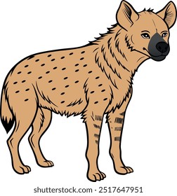 Vector Illustration of a Hyena, African Wildlife Art, Educational Material, Zoology Study, Animal Encyclopedia Graphic, Digital Artwork