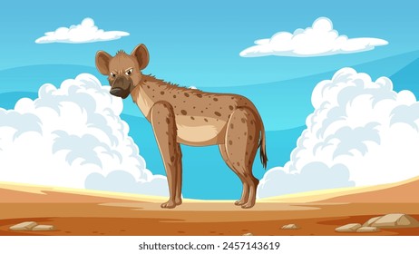 Vector illustration of a hyena in a natural habitat