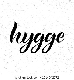 vector illustration of hygge text for postcard. Translation: cosiness