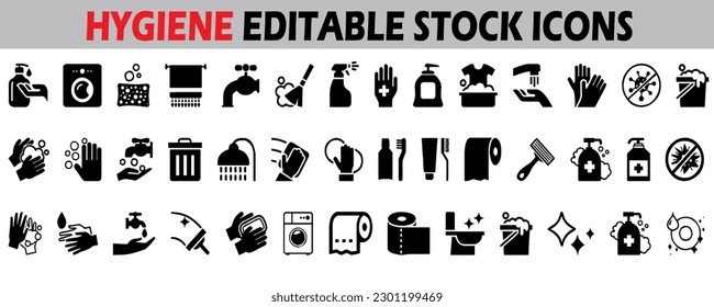 A vector illustration of a hygiene design On a white background, a group of hygiene design icons Vector icon for a hygiene design