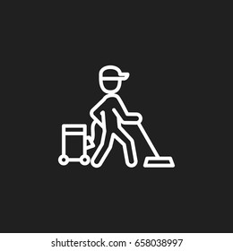Vector Illustration Of Hygiene Symbol On Carpet Outline. Premium Quality Isolated Worker Element In Trendy Flat Style.