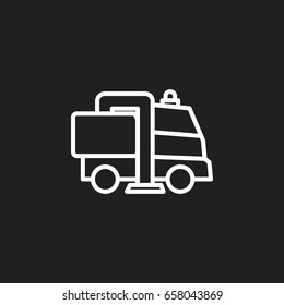 Vector Illustration Of Hygiene Symbol On Sweeping Car Outline. Premium Quality Isolated Industrial Element In Trendy Flat Style.