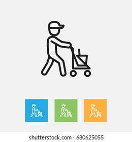 Vector Illustration Of Hygiene Symbol On Janitor Outline. Premium Quality Isolated Worker Element In Trendy Flat Style.
