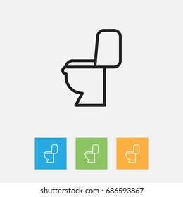 Vector Illustration Of Hygiene Symbol On Restroom Outline. Premium Quality Isolated Lavatory Element In Trendy Flat Style.
