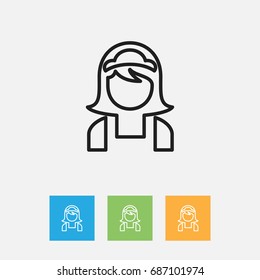 Vector Illustration Of Hygiene Symbol On Maid Outline. Premium Quality Isolated Housewife Element In Trendy Flat Style.