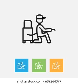 Vector Illustration Of Hygiene Symbol On Professional Sweeping Outline. Premium Quality Isolated Vacuuming Element In Trendy Flat Style.