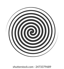 Vector illustration of a hypnotic spiral in black and white. Ideal for design, optical illusions, and abstract art.