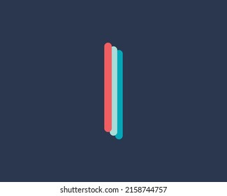 Ilustración vectorial de un logotipo de letra "I" con concepto monogramo y multicolor