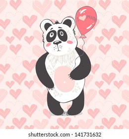 Vector  illustration "I love panda".