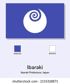 Ilustración vectorial de la bandera de la prefectura de Ibaraki aislada en fondo azul claro. Ilustración de la bandera de la prefectura de Ibaraki con códigos de color. Lo más cerca posible del original. 