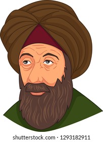 A vector illustration of Ibn al-Haitam Arabian Optician