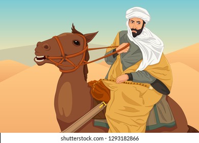 A Vector Illustration Of Ibn Battuta Riding A Horse