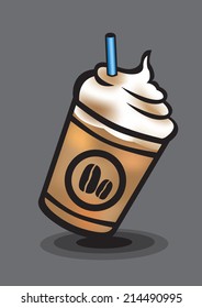 Vector illustration of an ice blended coffee isolated on grey background