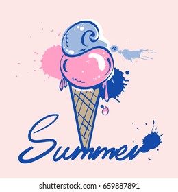 vector illustration with ice cream