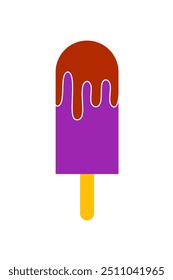 ilustração vetorial de barra de sorvete com cobertura de chocolate. ícone de sorvete