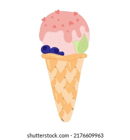Vektorgrafik von Eis mit Beeren auf weißem Hintergrund