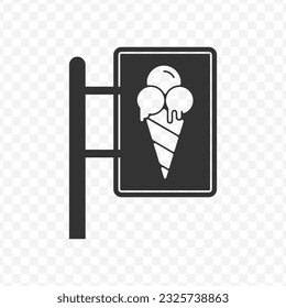 Vector illustration of ice cream board icon in dark color and transparent background(PNG).
