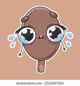 Vector illustration of ice cream character sticker with cute expression, cool, funny, ice cream isolated, cartoon