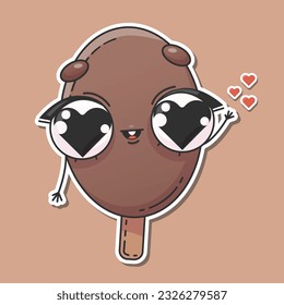 Vector illustration of ice cream character sticker