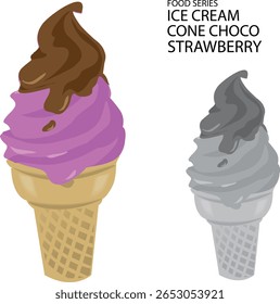 ilustração vetorial sorvete choco morango