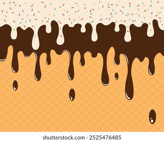 Vector illustration of ice cream with chocolate and vanilla flavors. Perfect for wallpapers, assets, etc